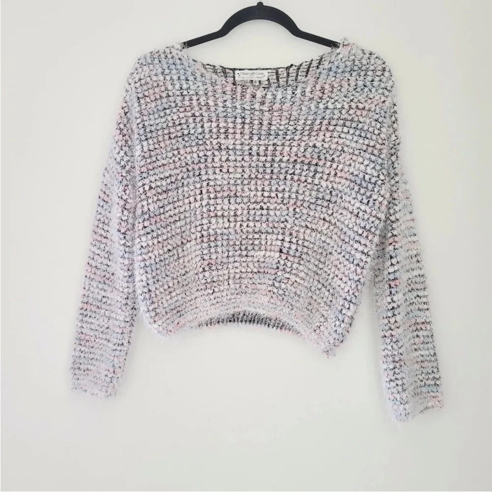 Made With Love Multi Color Fuzzy Sweater Sz M - Picture 2 of 5